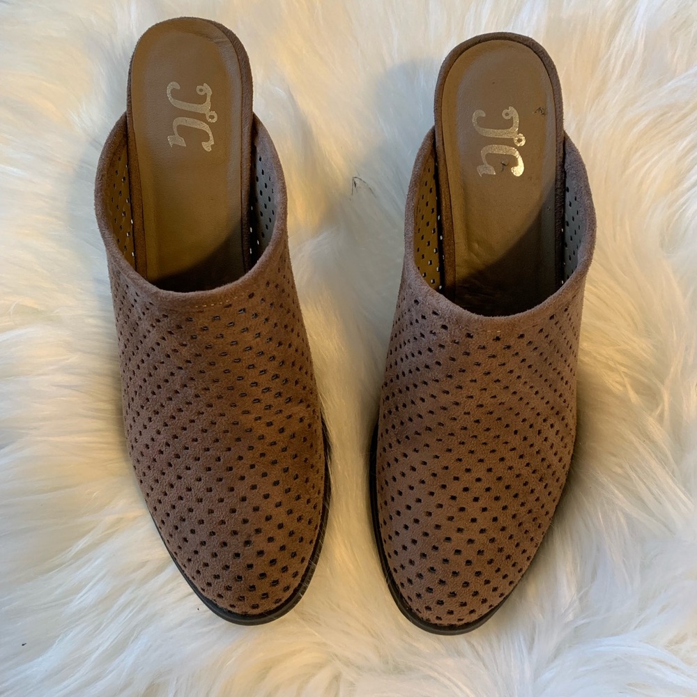 Brown heeled mules
